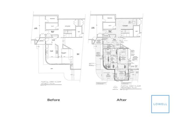 2 Floor Plans Before & After pix
